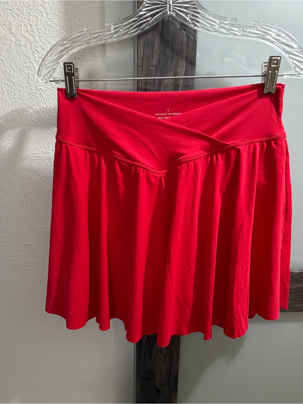 Women's Red Skort with Crossover Waistband